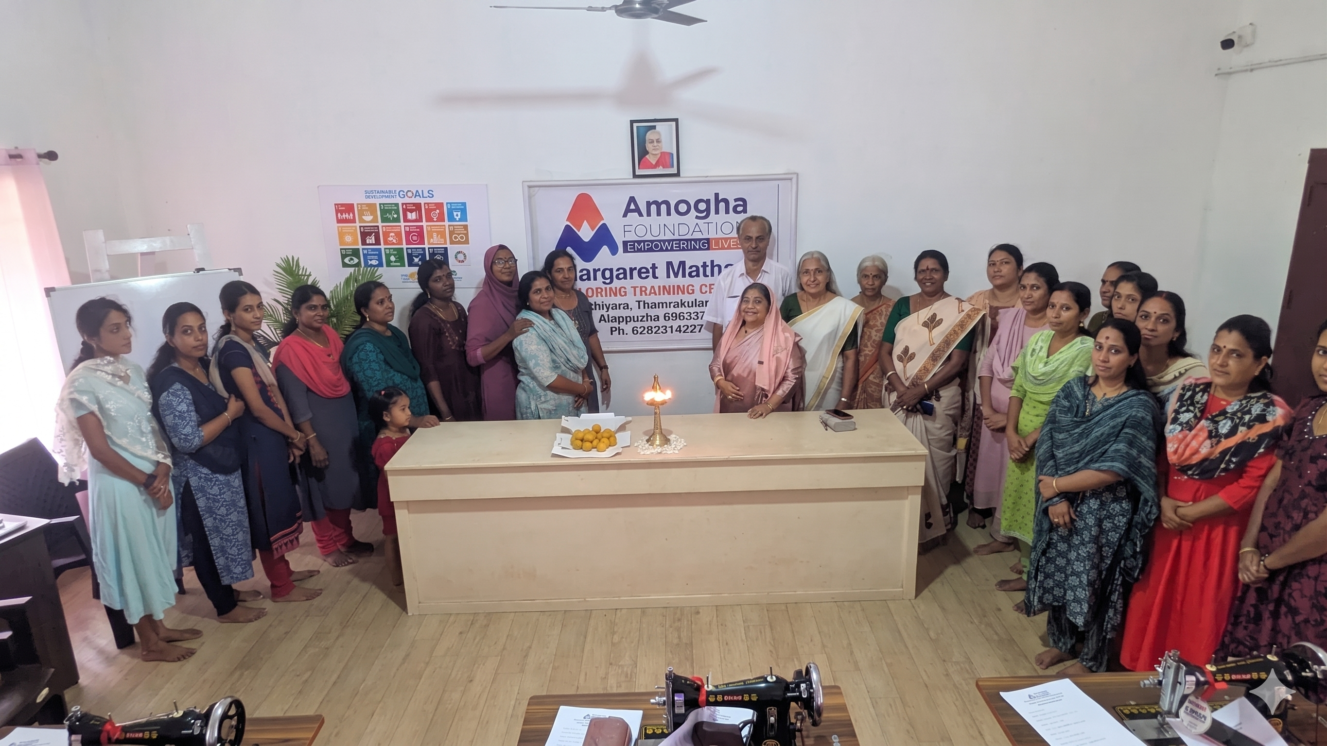 Women learning new skills at Amogha Foundation training center